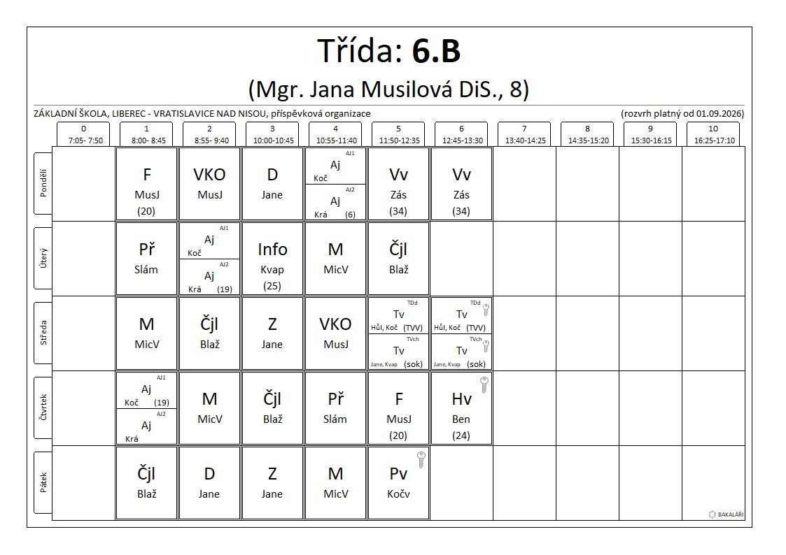 6.B rozvrh